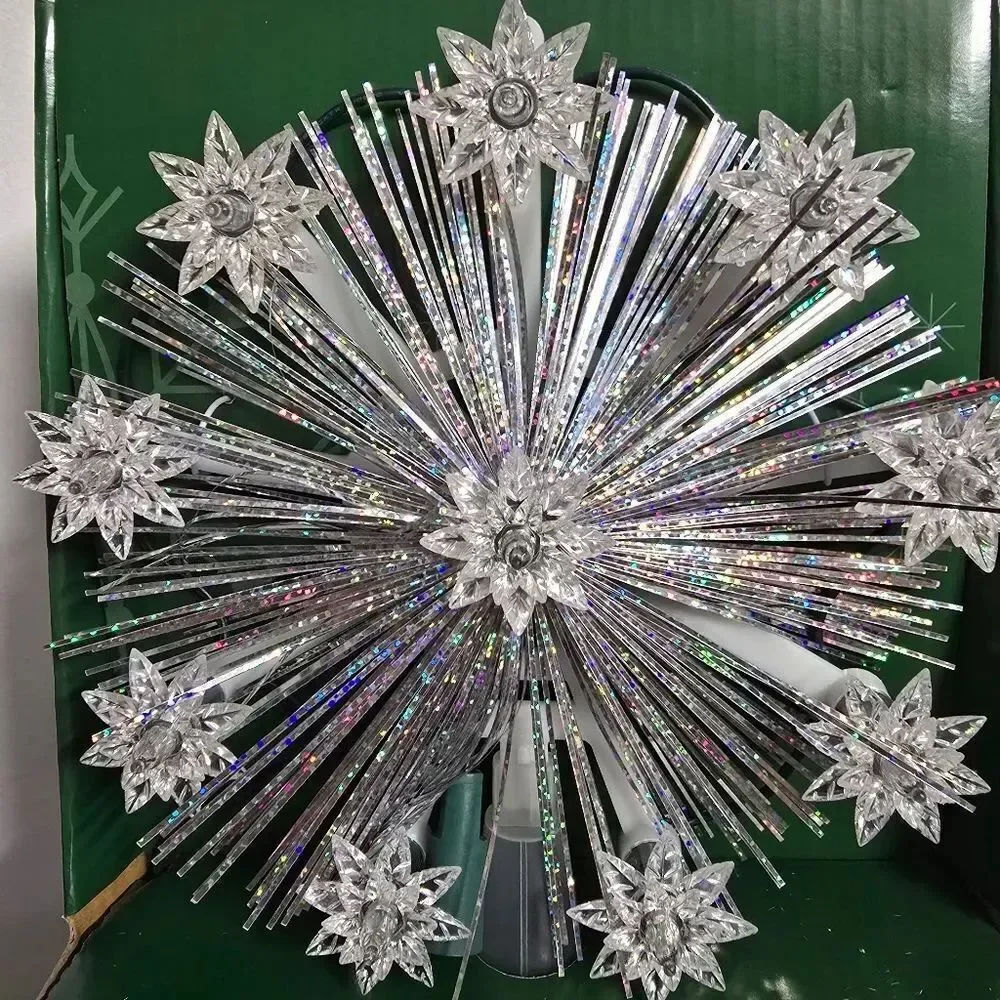 Christmas Tree Vintage Topper 9-Point Warm White Tinsel Star LED 7